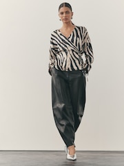 Nothing Ordinary Black Leather Barrel Leg Trousers - Image 1 of 6