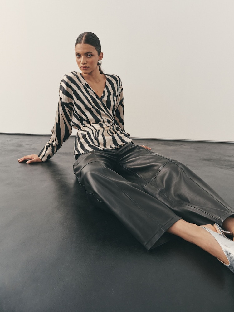 Nothing Ordinary Black Leather Barrel Leg Trousers - Image 6 of 6 Nothing Ordinary Black Leather Barrel Leg Trousers - Image 6 of 6