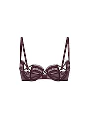Victoria's Secret Winter Wine Red Unlined Balcony Lace Embroidery Open Cup Bra - Image 3 of 3