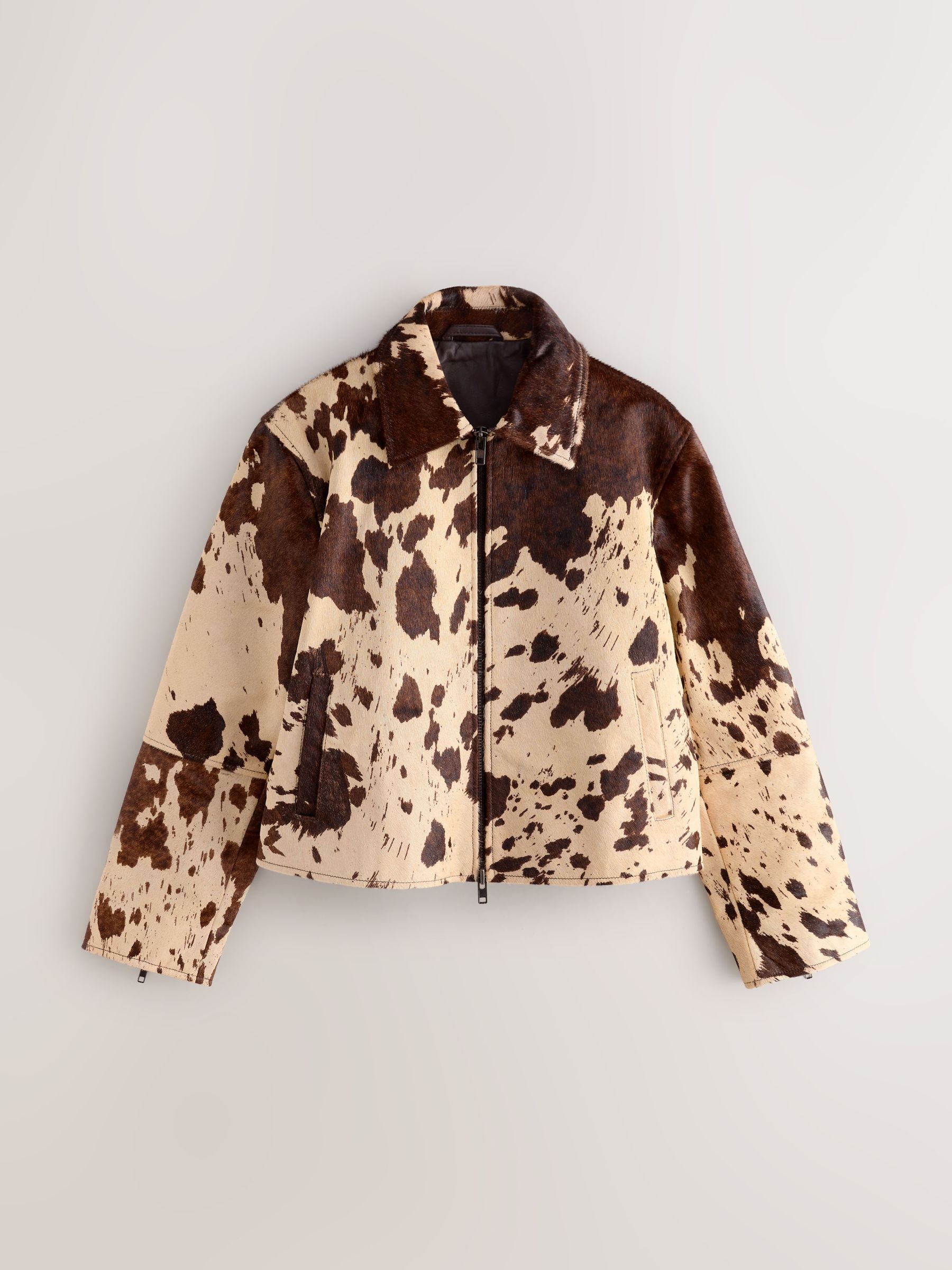 Buy Nothing Ordinary Animal Cow Print Leather Short Jacket from
