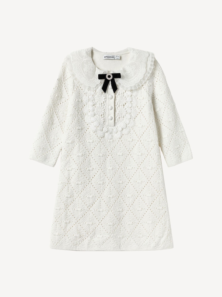 Self-Portrait White Pointelle Knit Dress - Image 1 of 2