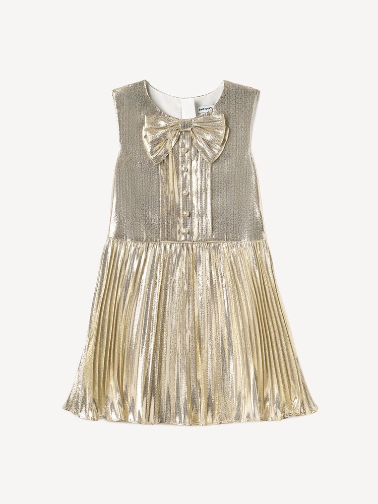 Self-Portrait Gold Metallic Sleeveless Dress - Image 1 of 2 Self-Portrait Gold Metallic Sleeveless Dress - Image 1 of 2