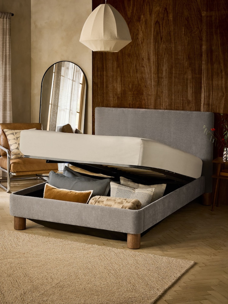Soft Twill Mid Grey Brayden Upholstered Ottoman Storage Bed Frame - Image 2 of 9