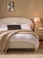 Boucle Twill Oyster Natural Demi Upholstered Ottoman Storage Bed Frame - Image 1 of 5