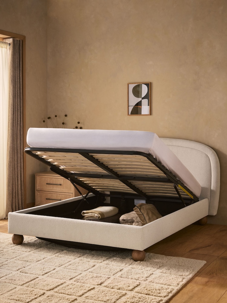 Boucle Twill Oyster Natural Demi Upholstered Ottoman Storage Bed Frame - Image 2 of 5 Boucle Twill Oyster Natural Demi Upholstered Ottoman Storage Bed Frame - Image 2 of 5