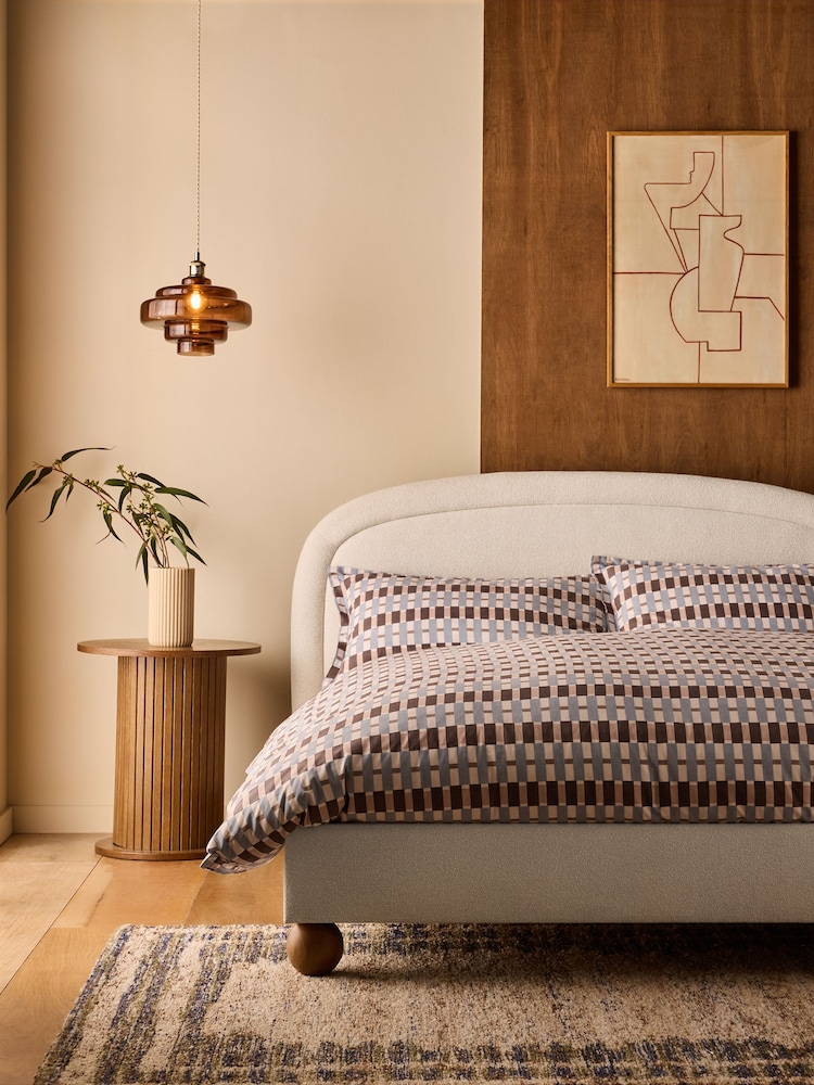 Boucle Twill Oyster Natural Demi Upholstered Bed Frame - Image 1 of 6