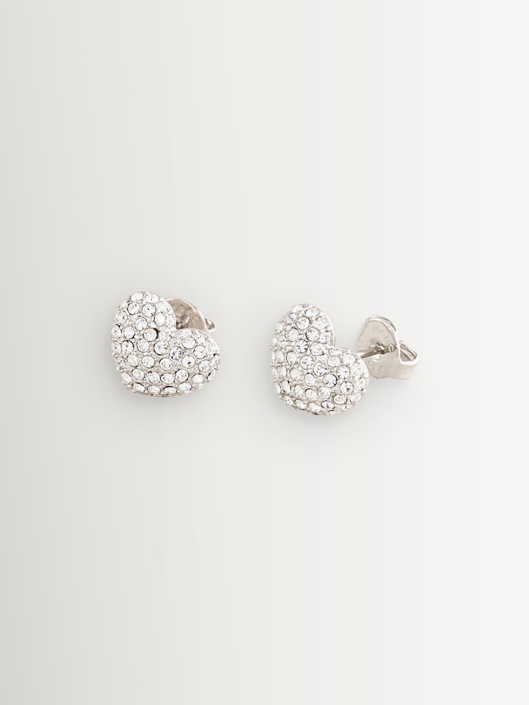 Marc Jacobs Silver Tone Heart Pave Stud Earrings - Image 1 of 1 Marc Jacobs Silver Tone Heart Pave Stud Earrings - Image 1 of 1