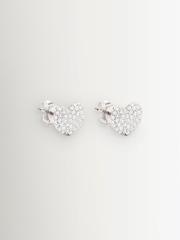 Marc Jacobs Silver Tone Heart Pave Stud Earrings - Image 3 of 5