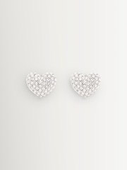 Marc Jacobs Silver Tone Heart Pave Stud Earrings - Image 4 of 5