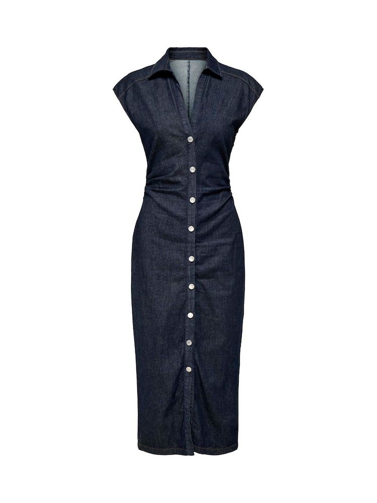 ONLY Blue Sleeveless Midi Denim Dress - Image 1 of 2