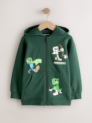 Green Minecraft Zip Through Hoodie (3-16yrs) - Image 1 of 6
