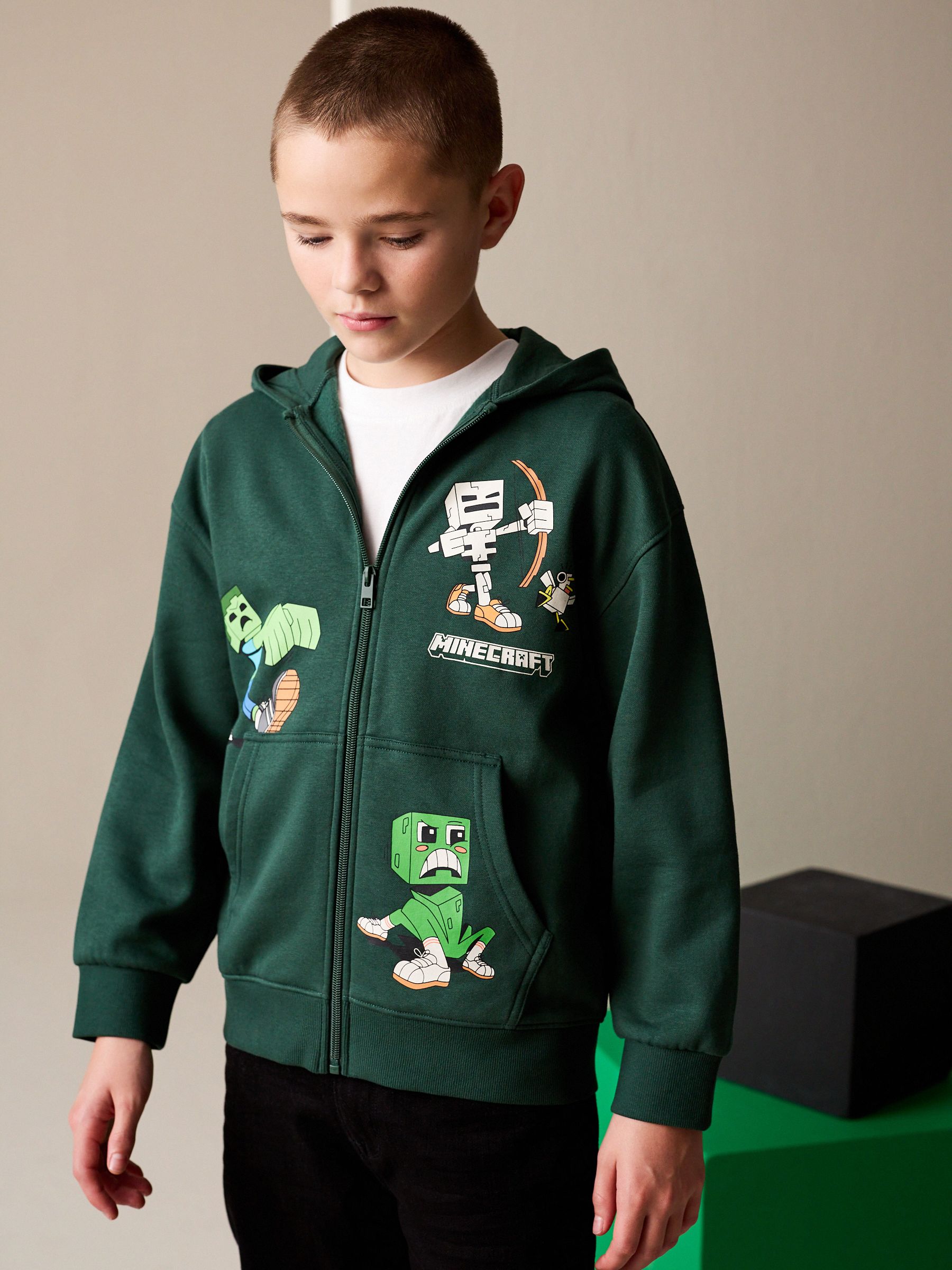 Buy Green Minecraft Zip Through Hoodie (3-16yrs) from Next USA