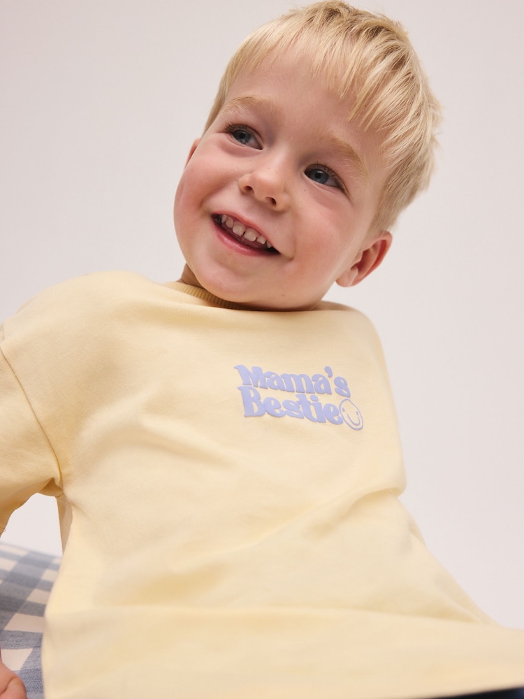 Yellow Mama's Bestie Short Sleeve Small Graphic T-Shirt (3mths-7yrs) - Image 2 of 7 Yellow Mama's Bestie Short Sleeve Small Graphic T-Shirt (3mths-7yrs) - Image 2 of 7