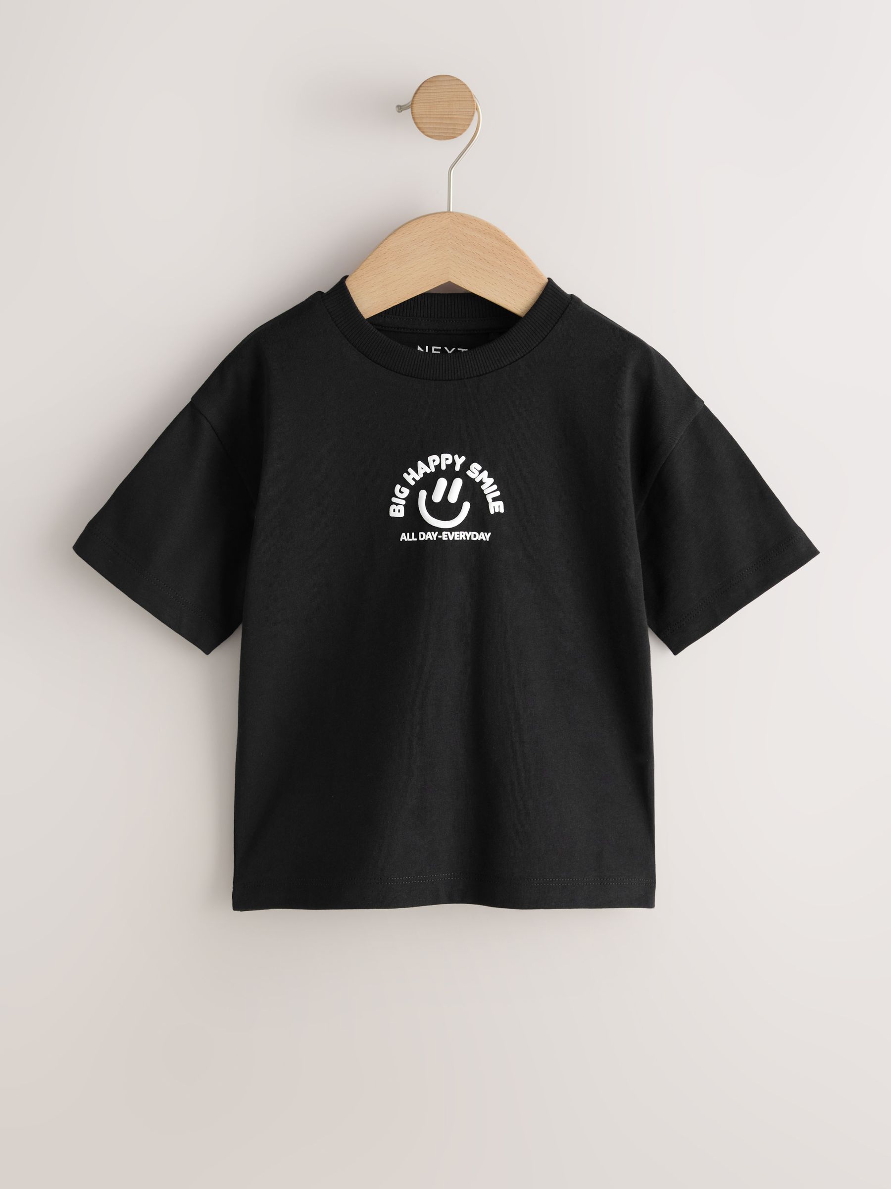 Buy Black Smile Short Sleeve Small Graphic T-Shirt (3mths-8yrs
