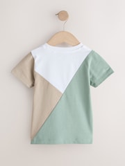 Salbeigrün/Neutral/Weiß - Kurzarm-T-Shirt im Colourblock-Design (3M.–7J.) (3M.–7J.) - Bild 2 von 4