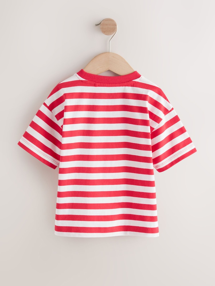 أحمر/أبيض - Short Sleeve Stripe T-Shirt (3mths-7yrs) (3mths-7yrs) - صورة 2 من 4 أحمر/أبيض - Short Sleeve Stripe T-Shirt (3mths-7yrs) (3mths-7yrs) - صورة 2 من 4