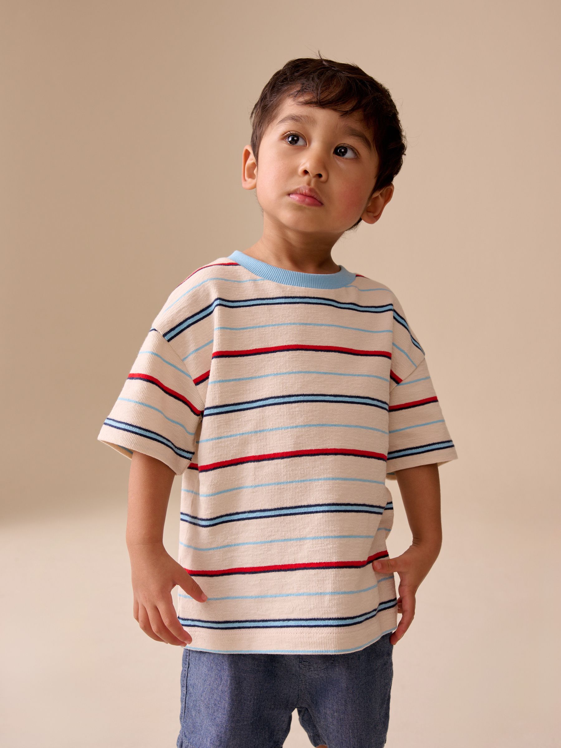 Buy White/Red/Blue Short Sleeve Stripe T-Shirt (3mths-7yrs) (3mths
