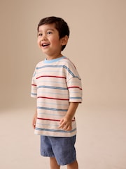 White/Red/Blue Short Sleeve Stripe T-Shirt (3mths-7yrs) (3mths-7yrs) - Image 2 of 8
