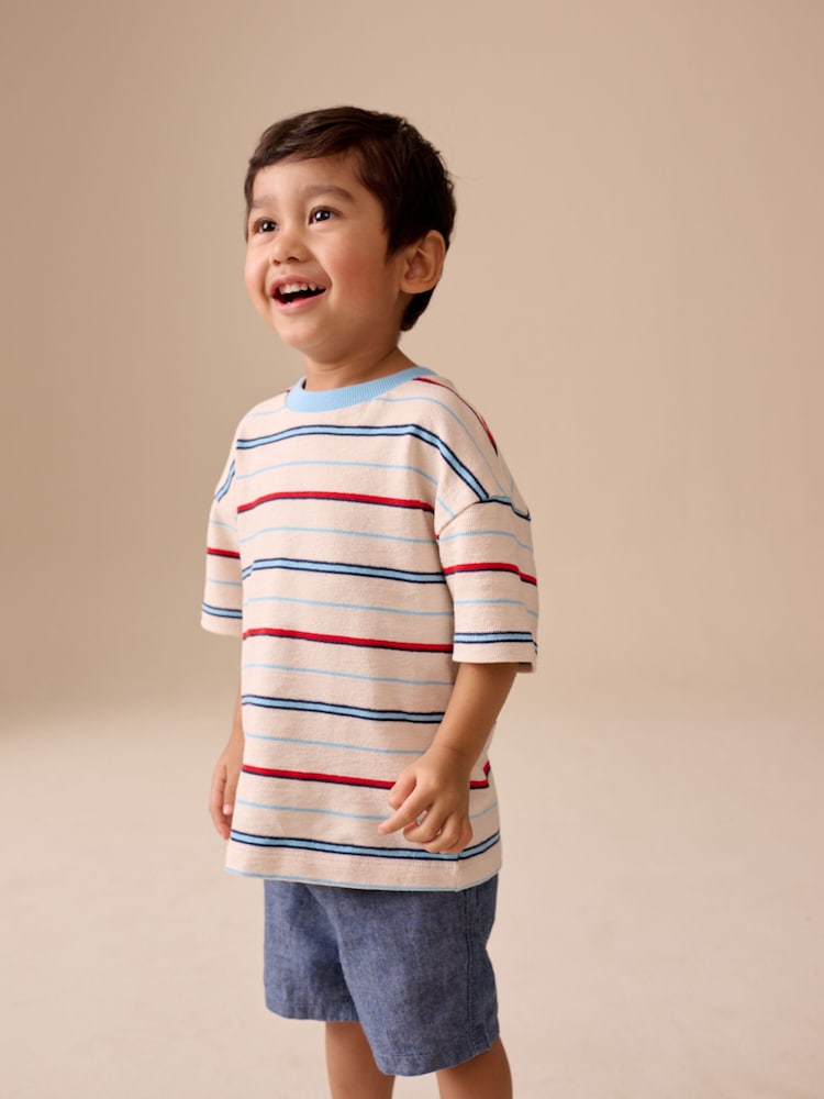 White/Red/Blue Short Sleeve Stripe T-Shirt (3mths-7yrs) (3mths-7yrs) - Image 2 of 8