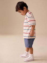 White/Red/Blue Short Sleeve Stripe T-Shirt (3mths-7yrs) (3mths-7yrs) - Image 4 of 8