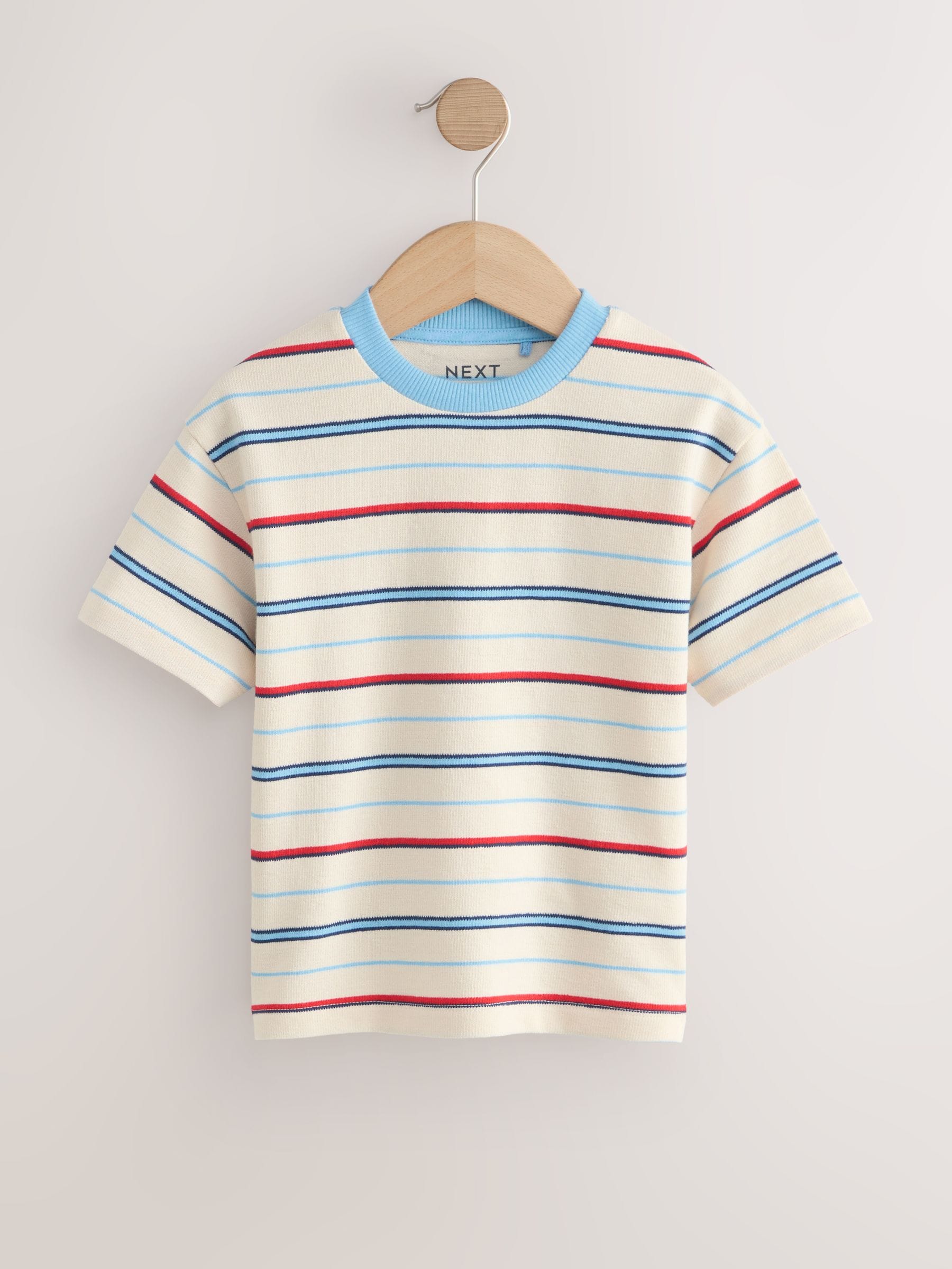 Buy White/Red/Blue Short Sleeve Stripe T-Shirt (3mths-7yrs) (3mths