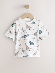 White Watercolour Dinosaurs Short Sleeve All-Over Print T-Shirt (3 Month-7 Years) (3mths-7yrs) - Image 5 of 8