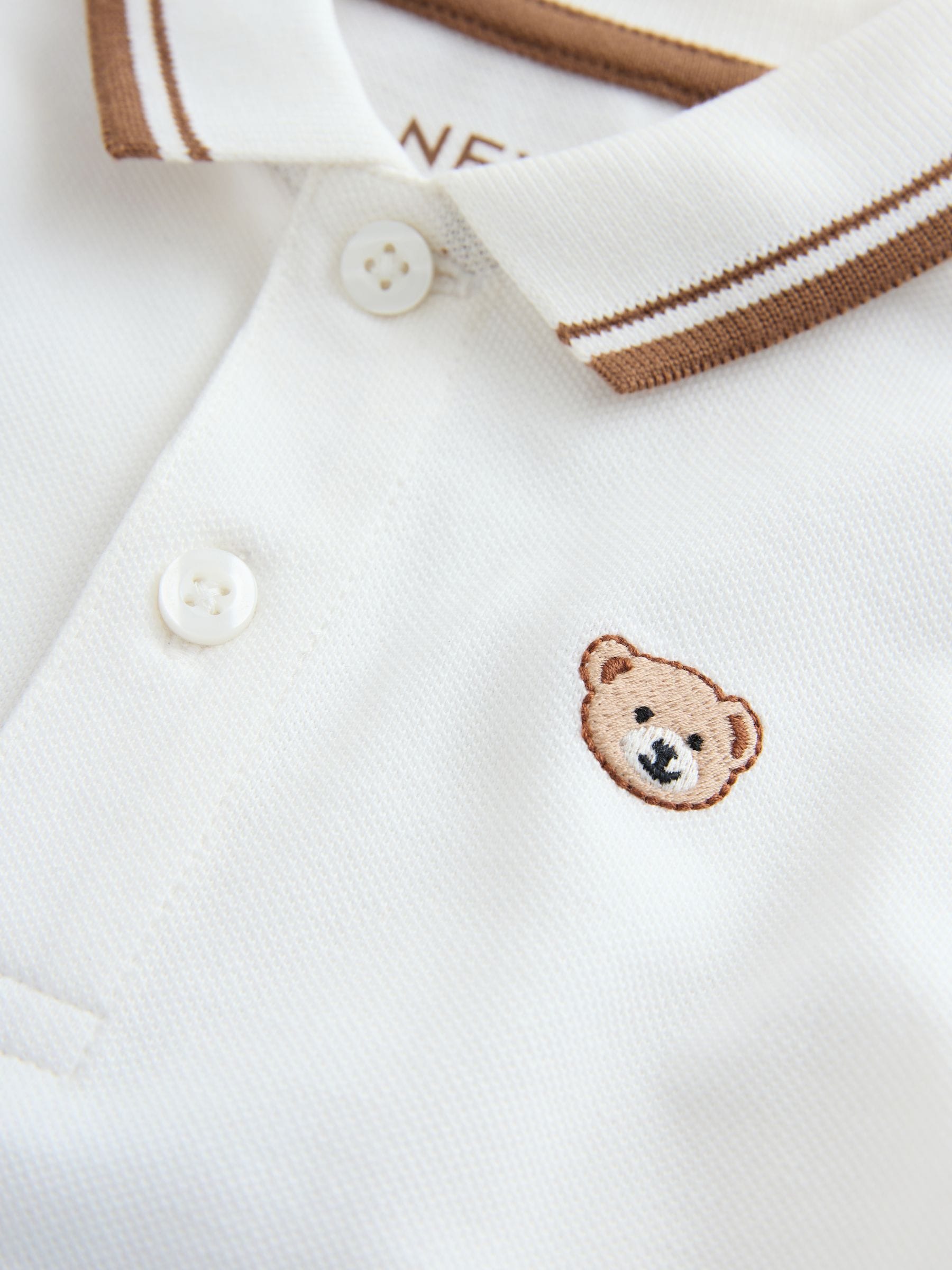 Next：日本 ホワイト クマ 刺繍 - 半袖ポロシャツ（3カ月〜7 歳） from