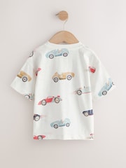 Carro em aquarela branca - Short Sleeve All-Over Print T-Shirt (3mths-7yrs) (3mths-7yrs) - Imagem 2 de 4
