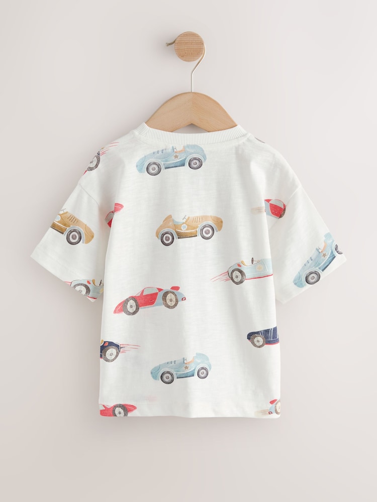 White Watercolour Car Short Sleeve All Over Print T-Shirt (3mths-7yrs) (3mths-7yrs) - Image 2 of 4 White Watercolour Car Short Sleeve All Over Print T-Shirt (3mths-7yrs) (3mths-7yrs) - Image 2 of 4