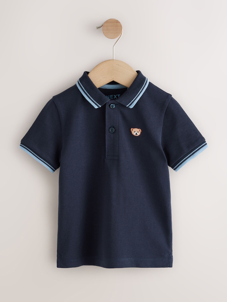 Navy Blue Bear Embroidery - kratek rokav; s kratkimi rokavi Polo majica (3mesec-7leto) - Slika 1 iz 4 Navy Blue Bear Embroidery - kratek rokav; s kratkimi rokavi Polo majica (3mesec-7leto) - Slika 1 iz 4