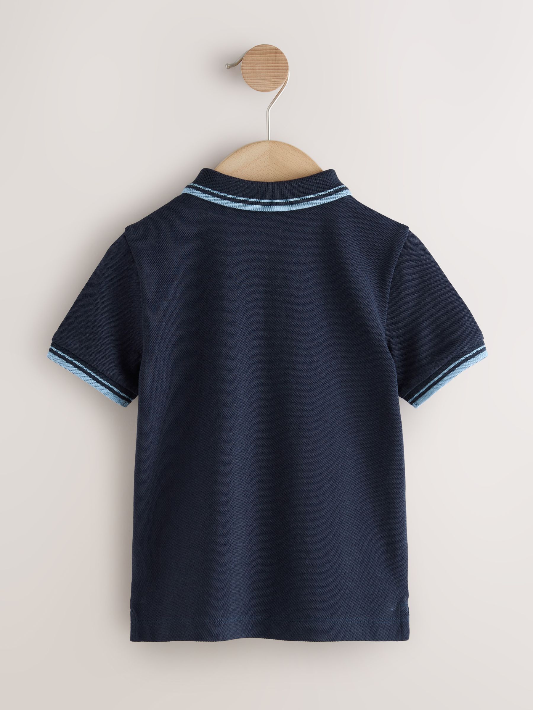 Next：日本 ネイビーブルー ベア 刺繍 - 半袖ポロシャツ（3カ月〜7 歳
