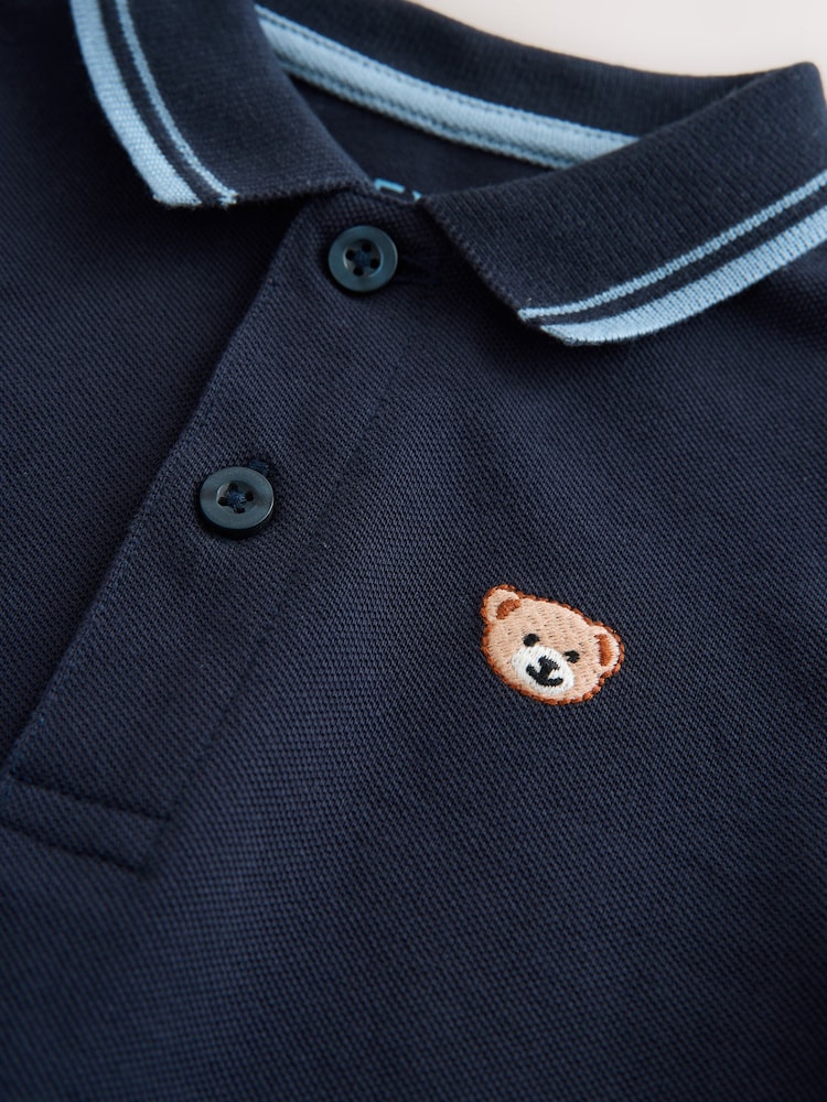 Navy Blue Bear Embroidery - kratek rokav; s kratkimi rokavi Polo majica (3mesec-7leto) - Slika 4 iz 4 Navy Blue Bear Embroidery - kratek rokav; s kratkimi rokavi Polo majica (3mesec-7leto) - Slika 4 iz 4