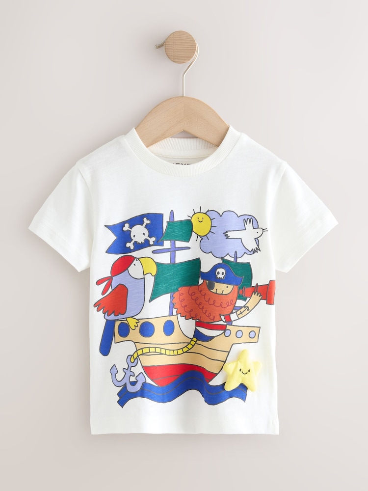 Blue Pirates Short Sleeve Appliqué T-Shirts 3 Pack (3mths-7yrs) - Image 2 of 7 Blue Pirates Short Sleeve Appliqué T-Shirts 3 Pack (3mths-7yrs) - Image 2 of 7