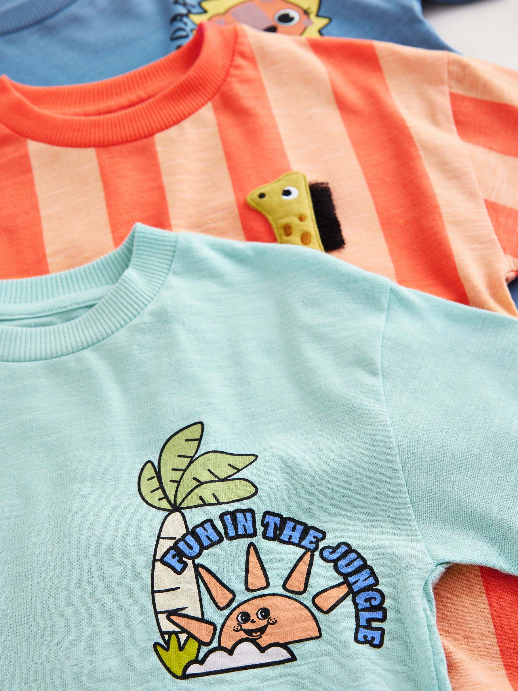 Buy Orange Safari Short Sleeve Graphic T-Shirts 3 Pack (3mths-7yrs