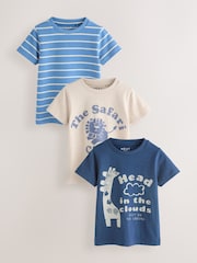 أزرق سافاري - حزمة من 3 تيشرتات بطبعات جرافيك بأكمام قصيرة للأطفال (3أشهر-7سنوات) - صورة 1 من 7