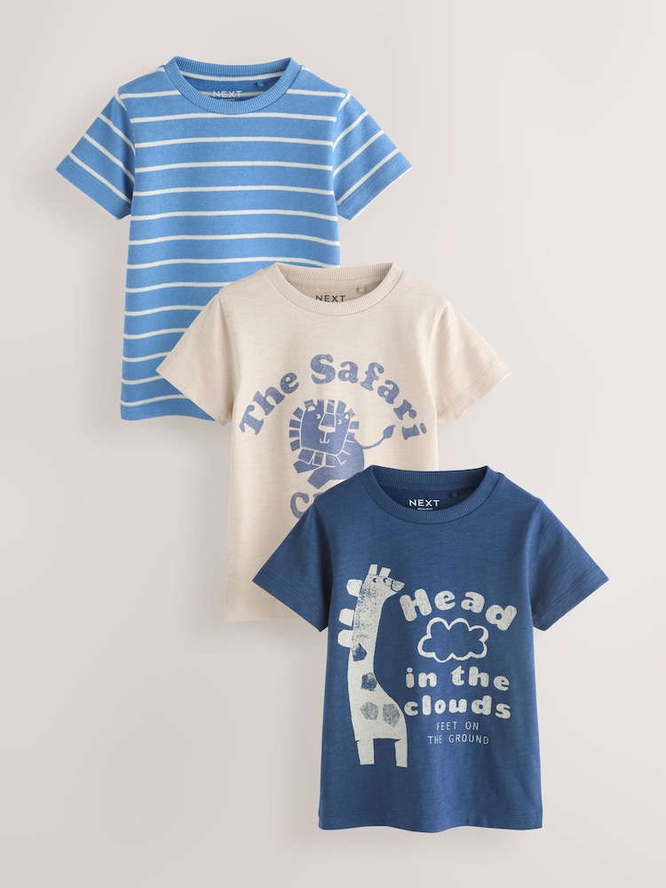 أزرق سافاري - حزمة من 3 تيشرتات بطبعات جرافيك بأكمام قصيرة للأطفال (3أشهر-7سنوات) - صورة 1 من 7 أزرق سافاري - حزمة من 3 تيشرتات بطبعات جرافيك بأكمام قصيرة للأطفال (3أشهر-7سنوات) - صورة 1 من 7