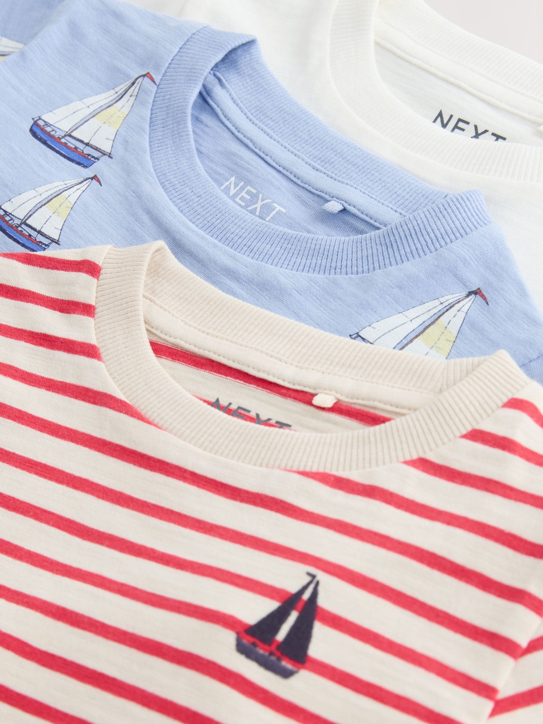 Buy Blue Boat Short Sleeve Graphic T-Shirts 3 Pack (3mths-7yrs