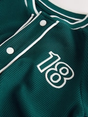 Teal Blue Short Sleeve Varsity Shorts Set (3mths-7yrs) - Image 8 of 10