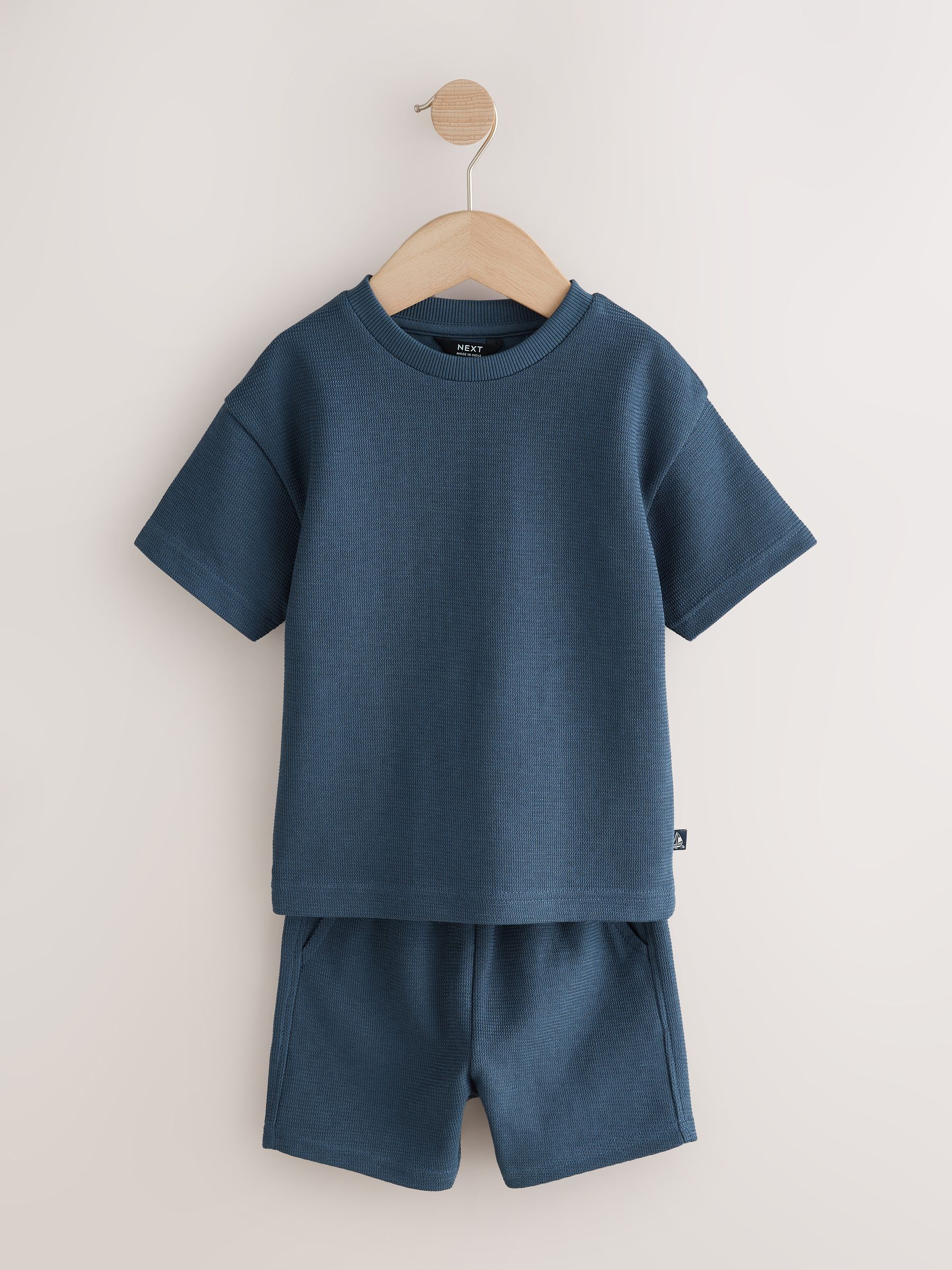 Buy Blue/White Stripe Short Sleeve T-Shirt and Shorts Set 2 Pack