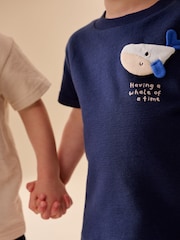 Navy/Cream Padded Sea Animals Short Sleeve T-Shirt and Shorts Set 2 Pack (3mths-7yrs) - Image 5 of 5