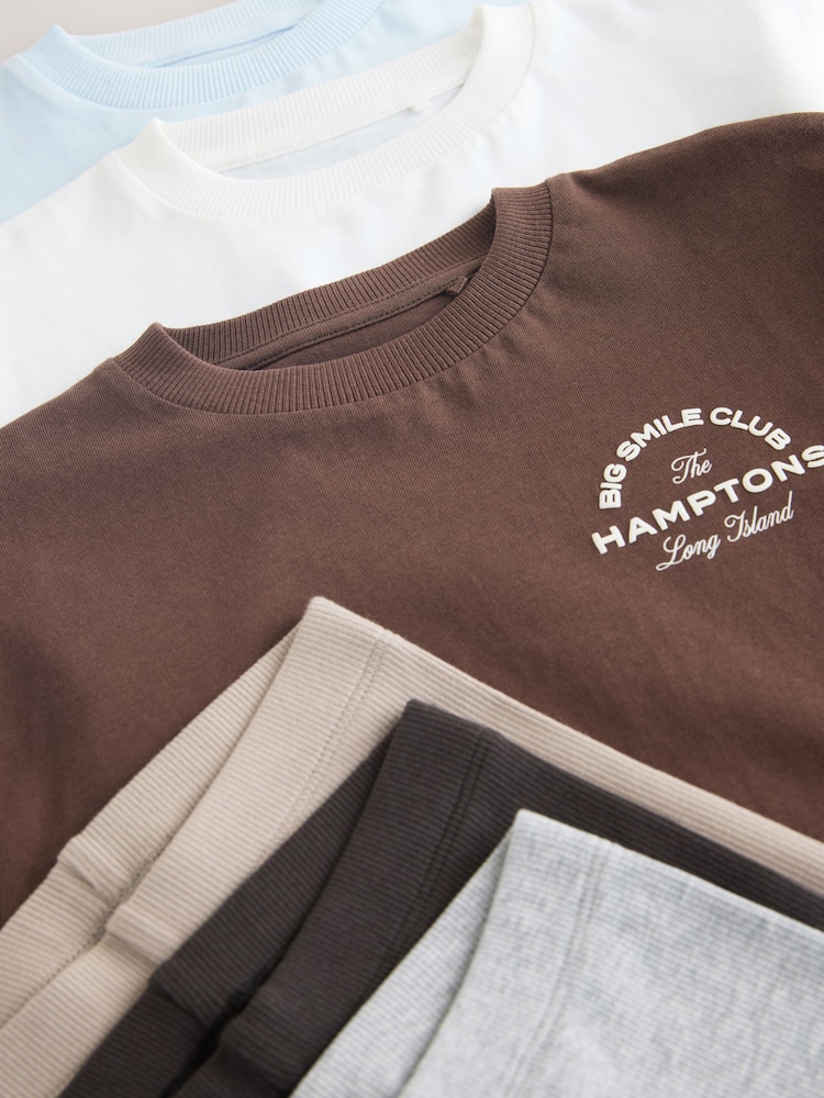 Blue/White/Brown Short Sleeve Top and Leggings Set 3 Pack (3mths-7yrs) - Image 11 of 11 Blue/White/Brown Short Sleeve Top and Leggings Set 3 Pack (3mths-7yrs) - Image 11 of 11