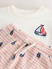 ホワイト ボート刺繍 - 半袖 T シャツ＆ショートパンツセット（3 カ月～ 7 歳） - 画像 8 / 8