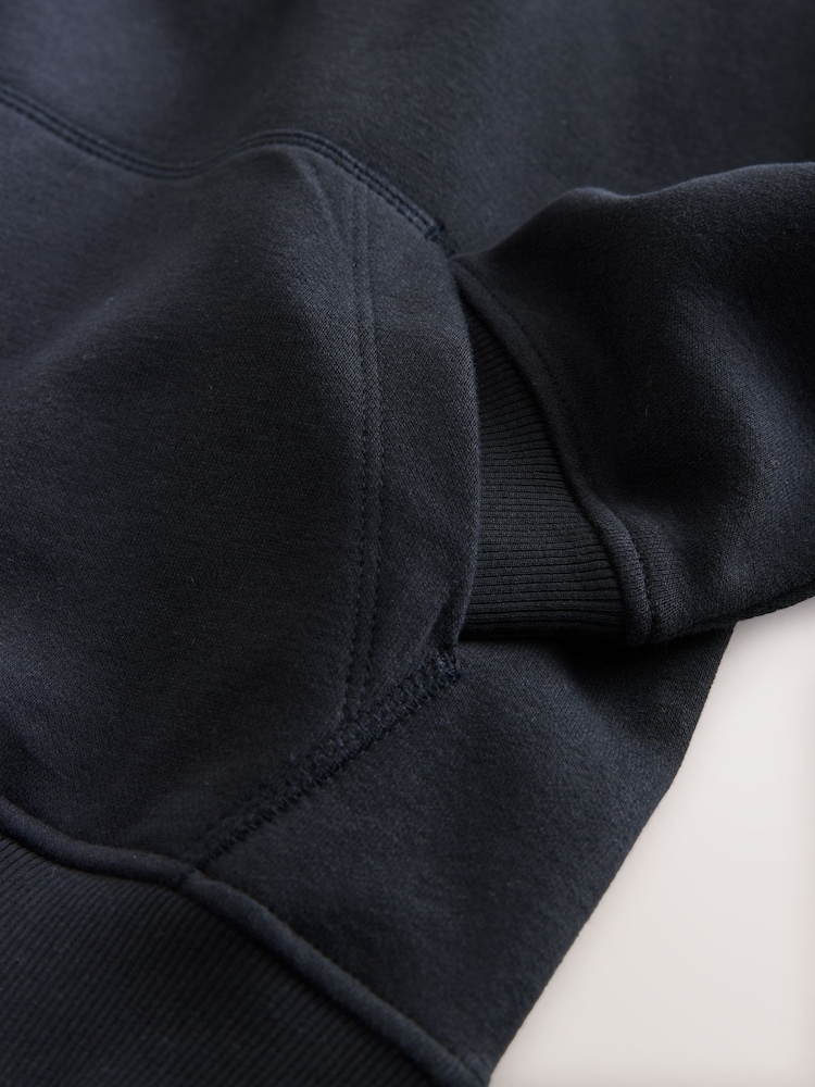 Navy Plain Jersey Hoodie (3-16yrs) - Image 4 of 4