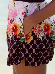 B by Ted Baker Ecru/Chocolate Geo Floral Beach Shorts - Kuva 3 / 10