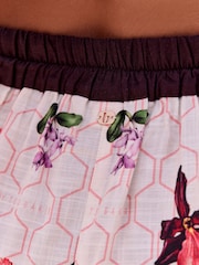 B by Ted Baker Ecru/Chocolate Geo Floral Beach Shorts - Kuva 4 / 10