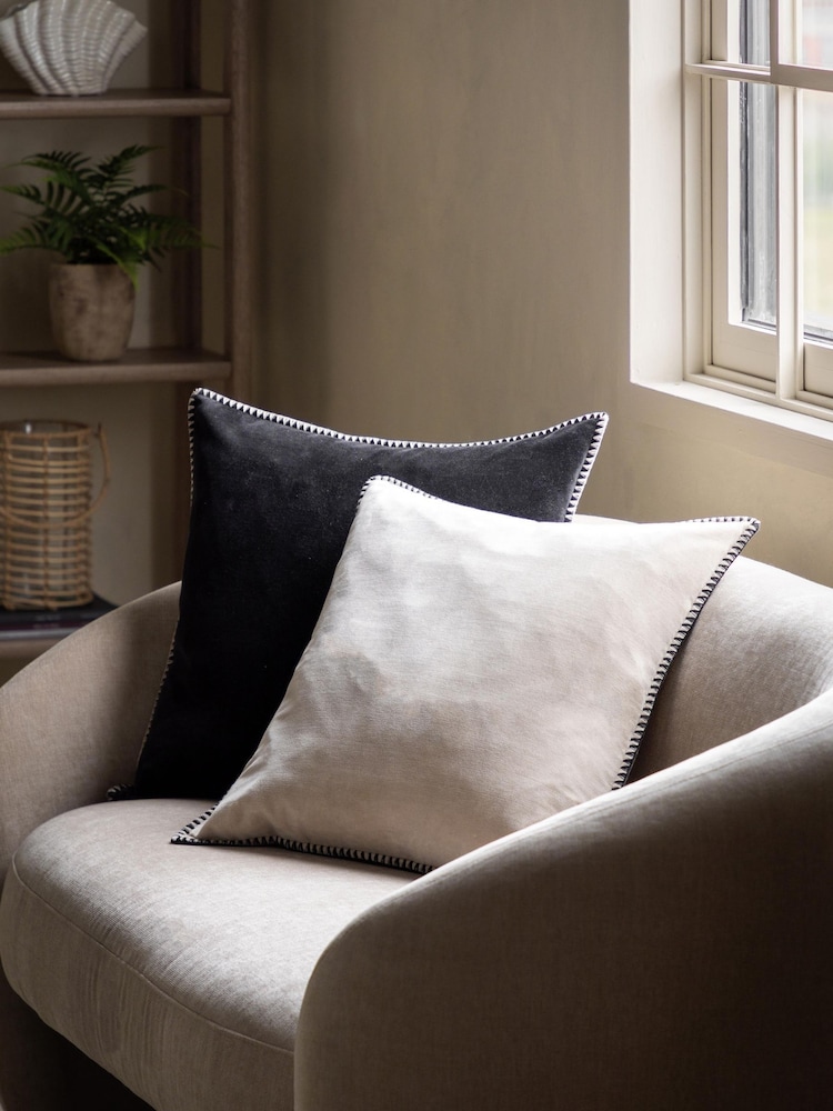 Gallery Home Neutral Velvet Cushion - Image 1 of 2