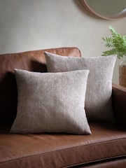 Gallery Home 2 Pack Cream Basketweave Chenille Cushions - Image 1 of 5