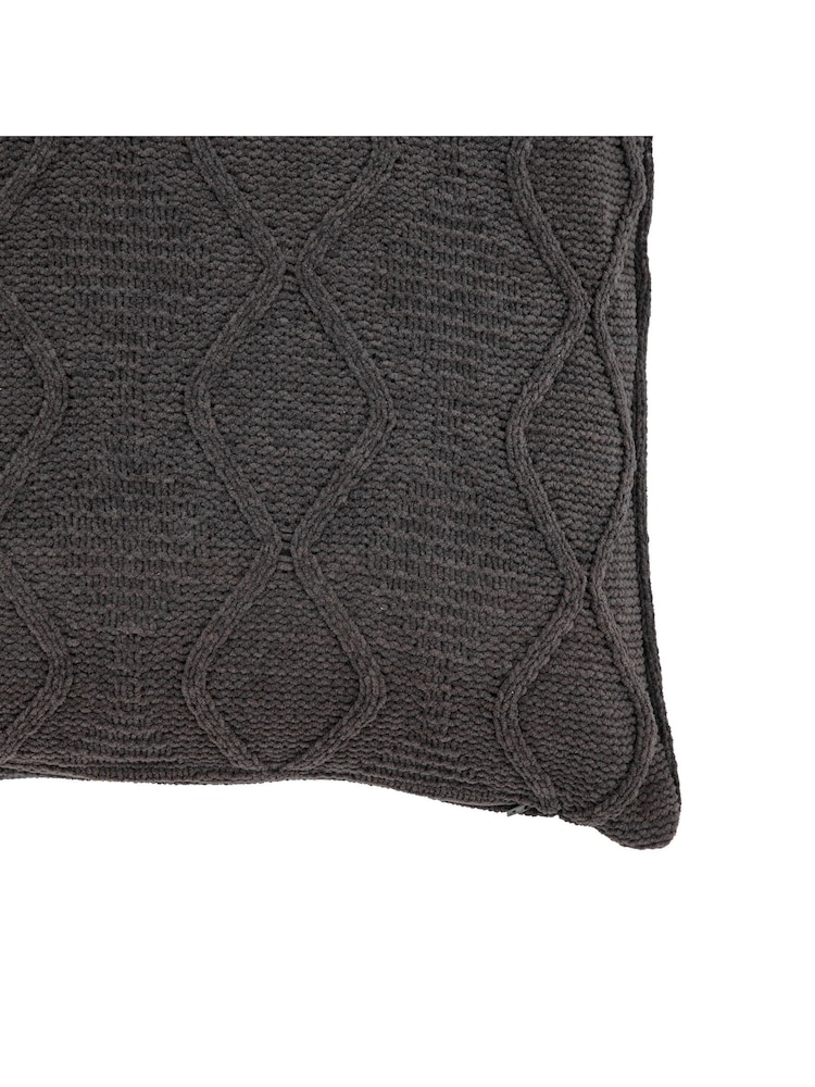 Gallery Home Grey Chenille Cable Cushion - Image 2 of 2