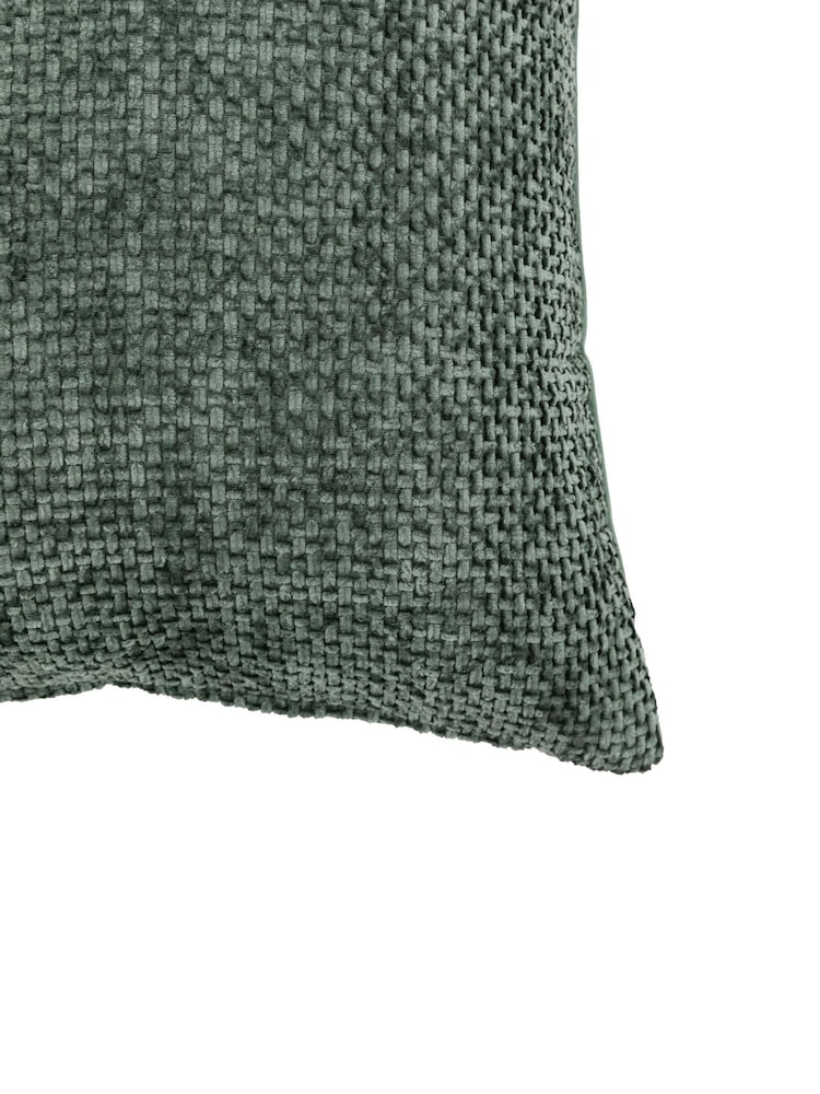 Gallery Home 2 Pack Green Basketweave Chenille Cushions - Image 5 of 5