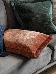 Gallery Home Red Cut Velvet Fringe Cushion - Image 1 of 4